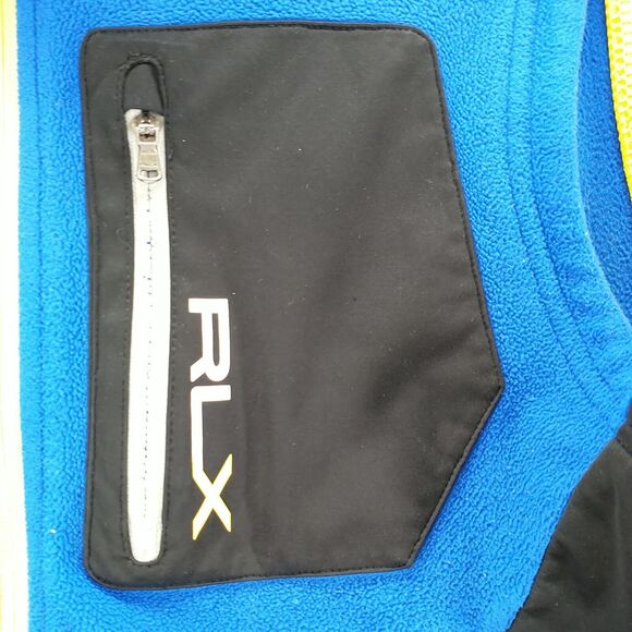Ralph Lauren RLX Men's Zip Up Fleece Vest Blue Black Medium Zipped Pockets - Picture 4 of 13